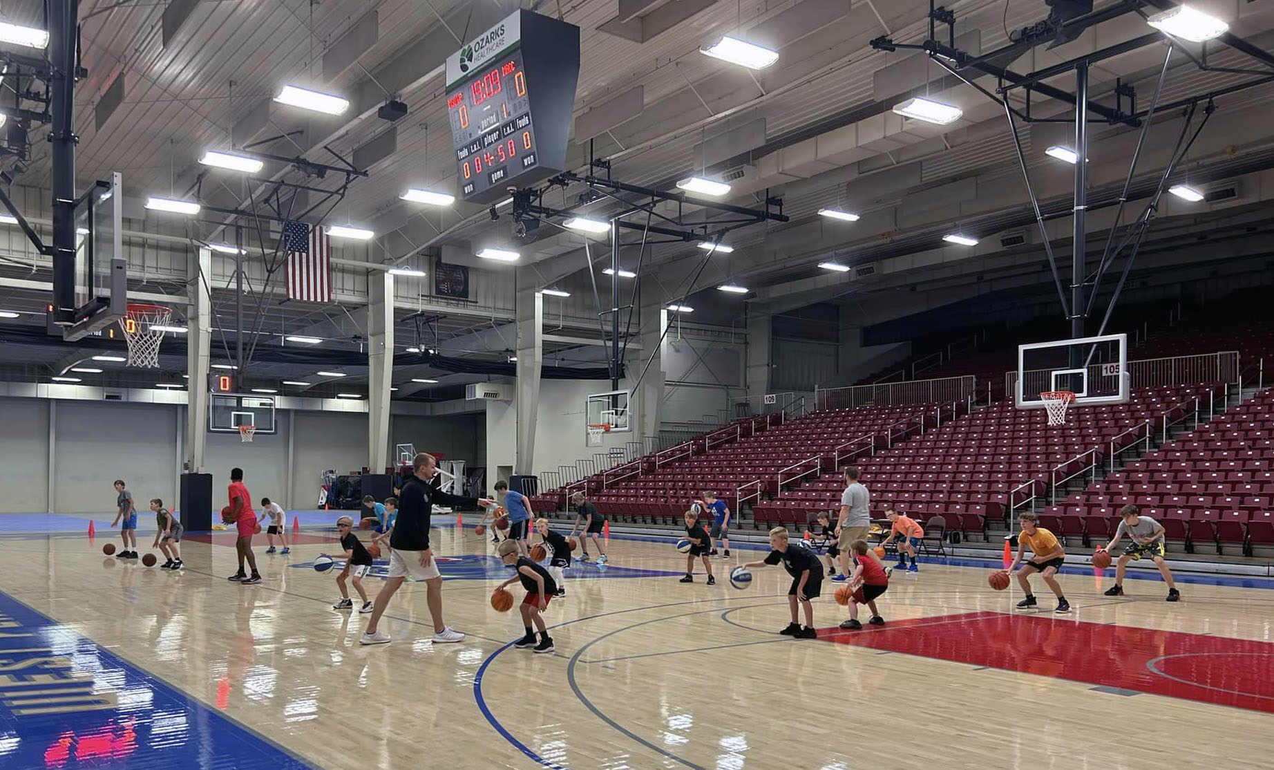 Area youngsters participate in a recent Grizzly Basketball camp. (MSU-WP Photo)